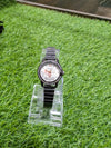 Louis Vuitton Women's Luxury Watch - Silver Dial with Crystal Bezel & Black Bracelet