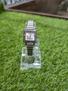 GUCCI Women’s Luxury Square Watch - Silver Textured Dial with Crystal Case & Slim Link Bracelet